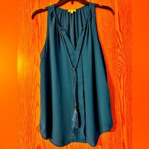 Lily White Teal Sleeveless Blouse